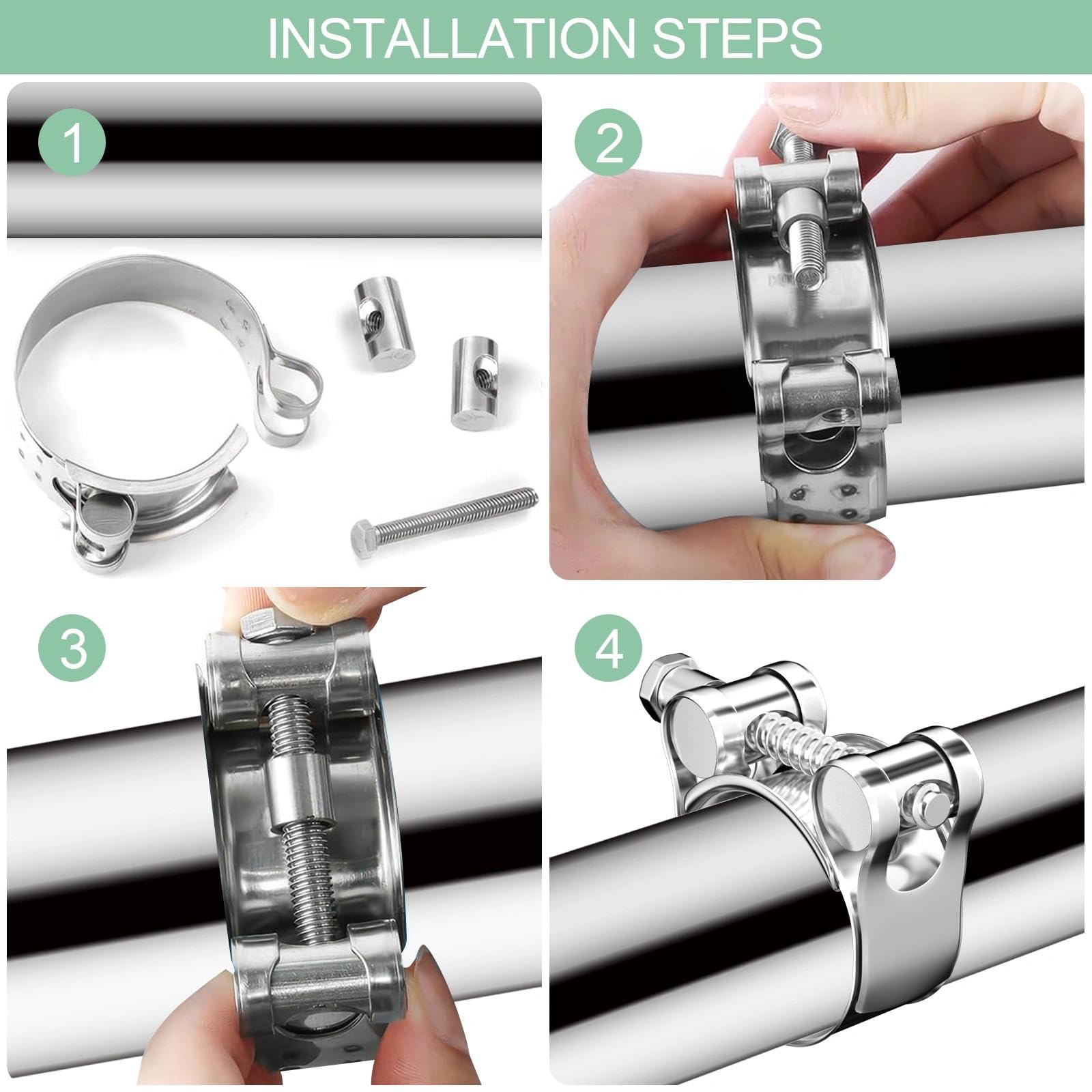 4 Piezas 32-35mm Abrazaderas Metalicas, Pinza Metálica Ajustable, Inoxidable Abrazadera Clip Tubo Acero, Metalicas para Tubos, Clips de Ductos, para Tubo de Escape de Motocicleta, Tubos