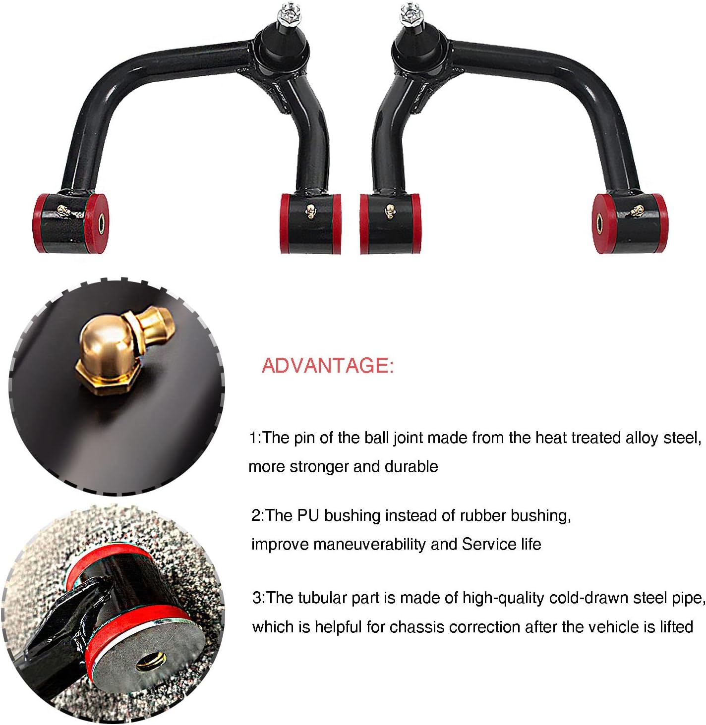 BST BSSP Pair Front Upper Control Arms 2-4" Lift Suspension Kit Compatible with 2003-2022 Toyota FJ Cruiser 4Runner for 2010-2016 Lexus GX460 GX470