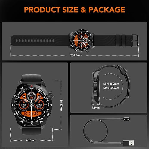 Miniatura 9 de SKG Reloj inteligente para hombres y mujeres, reloj inteligente integrado con GPS de 1.43 pulgadas con más de 100 barómetros de magnetómetro