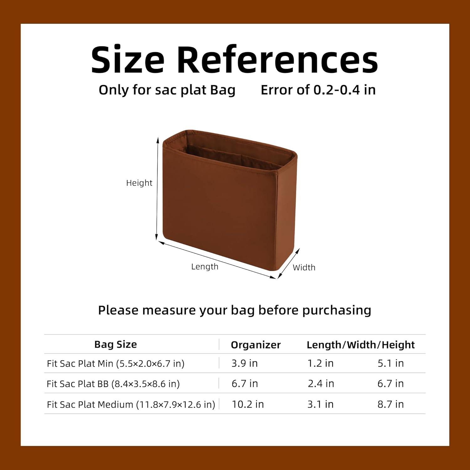 DGAZ Silk Purse Organizer Insert For LV Sac Plat Mini/BB/Medium bag，Silky Smooth Bag Organizer，Luxury Handbag & Tote Shaper(Gold,Medium)