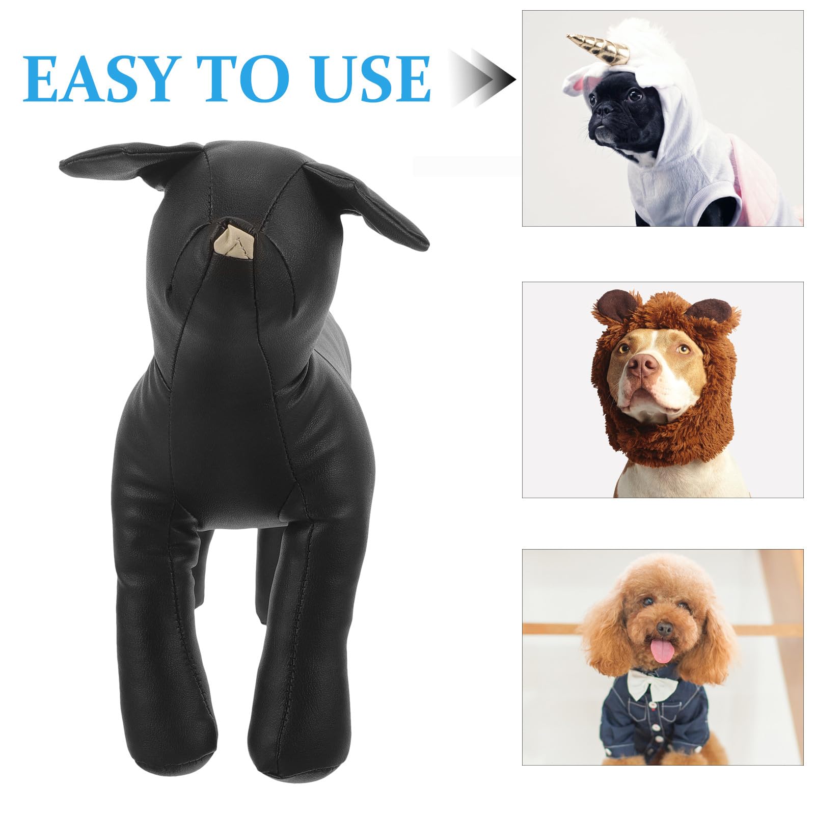 Levemolo Maniquí para Exhibición de Ropa para Mascotas de Perro de Cuero PU Figura Clásica Negra , Fácil de Limpiar Adecuada para Tiendas de Mascotas