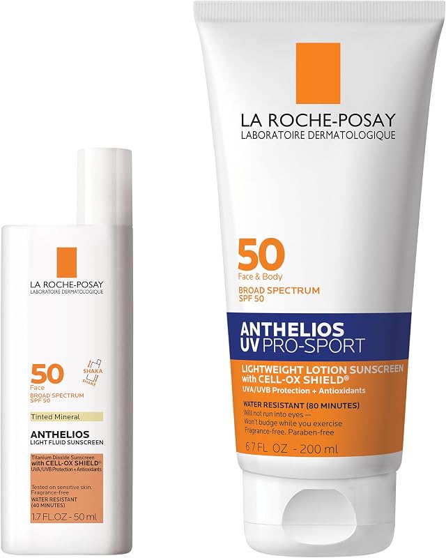Bundle of La Roche-Posay Anthelios Tinted Sunscreen SPF 40+, Broad Spectrum SPF Zinc Oxide + La Roche Posay Anthelios UV Pro-Sport Sunscreen SPF 50, Daily use for Body & Face