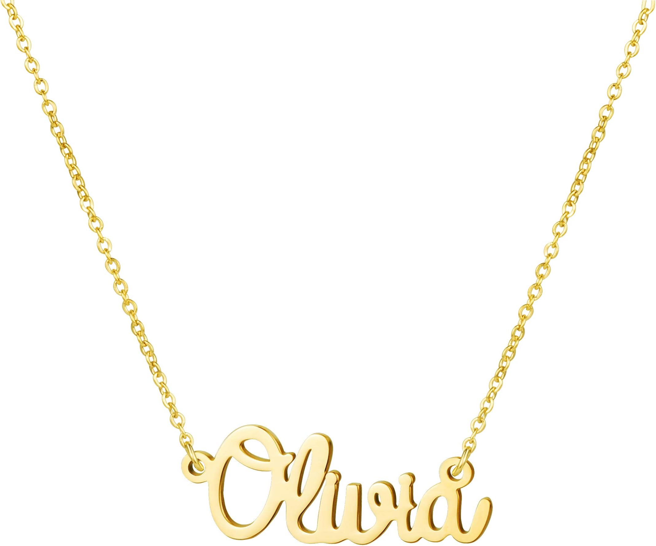 Awegift Personalized Name Necklace 18K Gold Plated New Mom Bridesmaid Gift Jewelry for Women