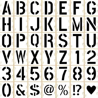 2.5 Inch 42 Pcs Reusable Letter Number Symbol Stencils, Plastic Painting Templates for Wood Wall Fabric Rock Chalkboard Signage School Door Porch DIY Art Craft Decoration Projects