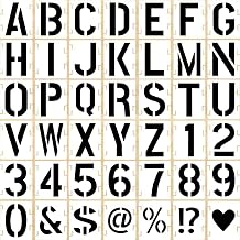 2.5 Inch 42 Pcs Reusable Letter Number Symbol Stencils, Plastic Painting Templates for Wood Wall Fabric Rock Chalkboard Signage School Door Porch DIY Art Craft Decoration Projects