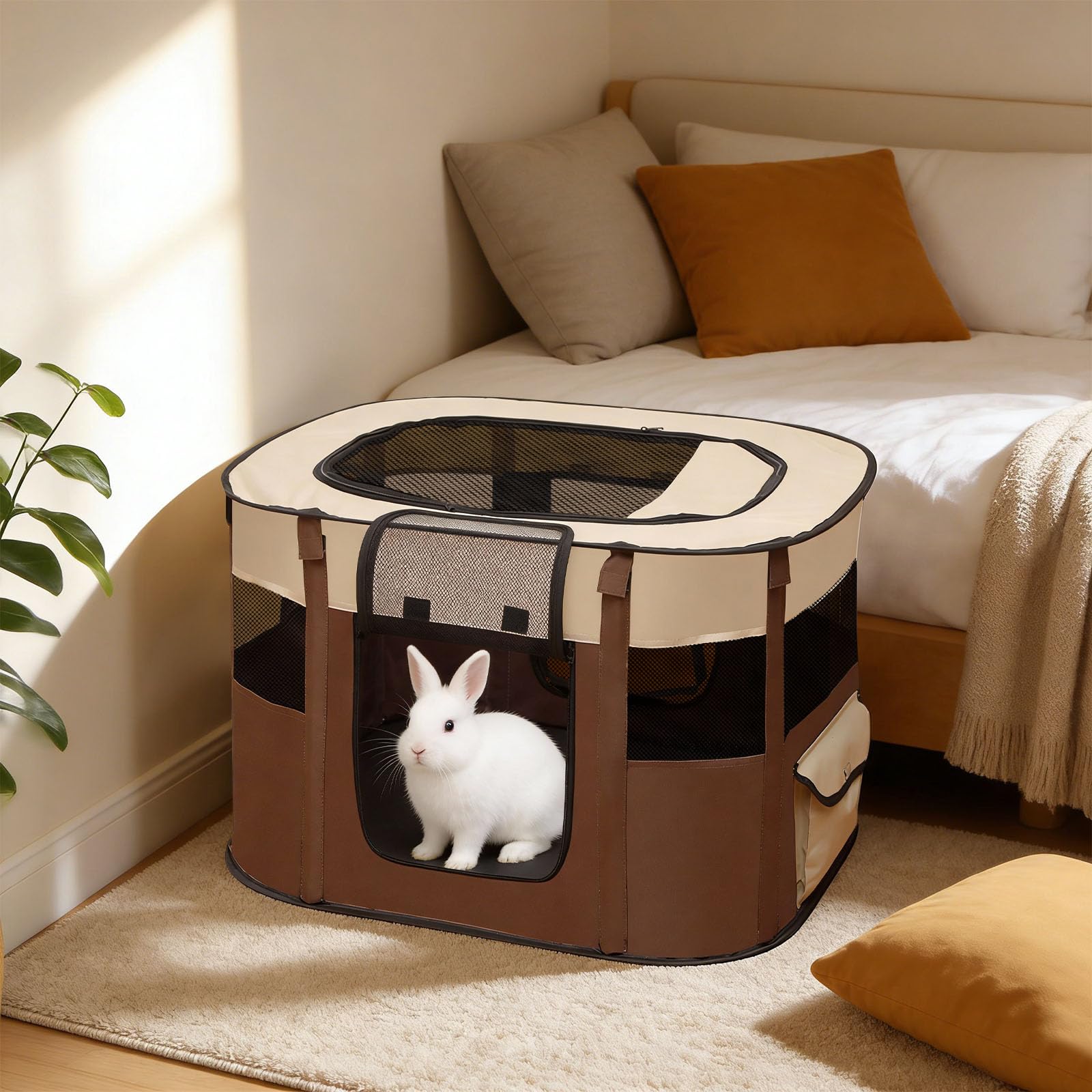 Station de maternité portable fermée pour animaux de compagnie, avec bonne ventilation, pliable, pour petits animaux, chiens, chats, lapins, chatons, chiots et lapins, 110 x 85 x 58 cm