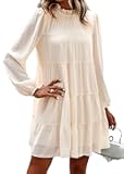 Long Sleeve Baby Doll Dresses Women 2025 Casual Fall Winter Ruffle Mock Neck Tiered Mini Flowy Swing Shift Dress