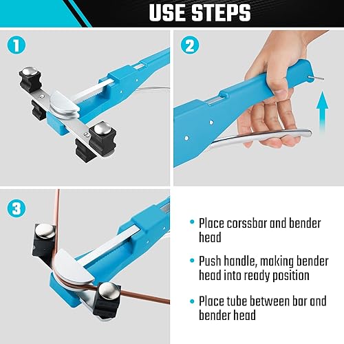 Miniatura 7 de DURATECH Juego de dobladora de tubos, dobladora de tubos de trinquete de 14"-78" O.D. con cortador de tuberías y herramienta de desbarbado,