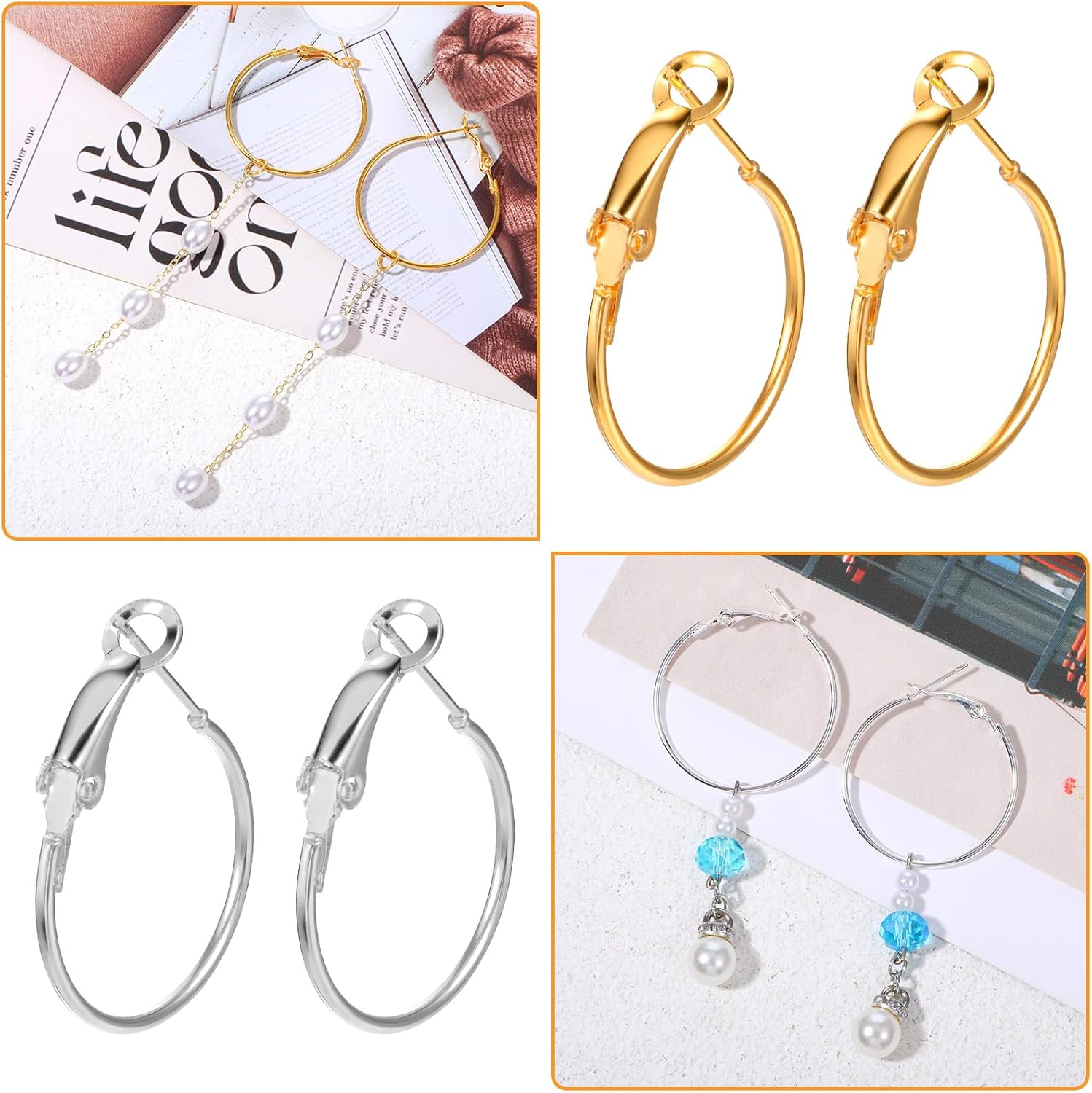 32Pcs Hoop Earrings Findings, Round Earring Hoops for Jewelry Making Gold Silver Open Beading Earrings for DIY Craft Art Accessories(20mm) - Image 5