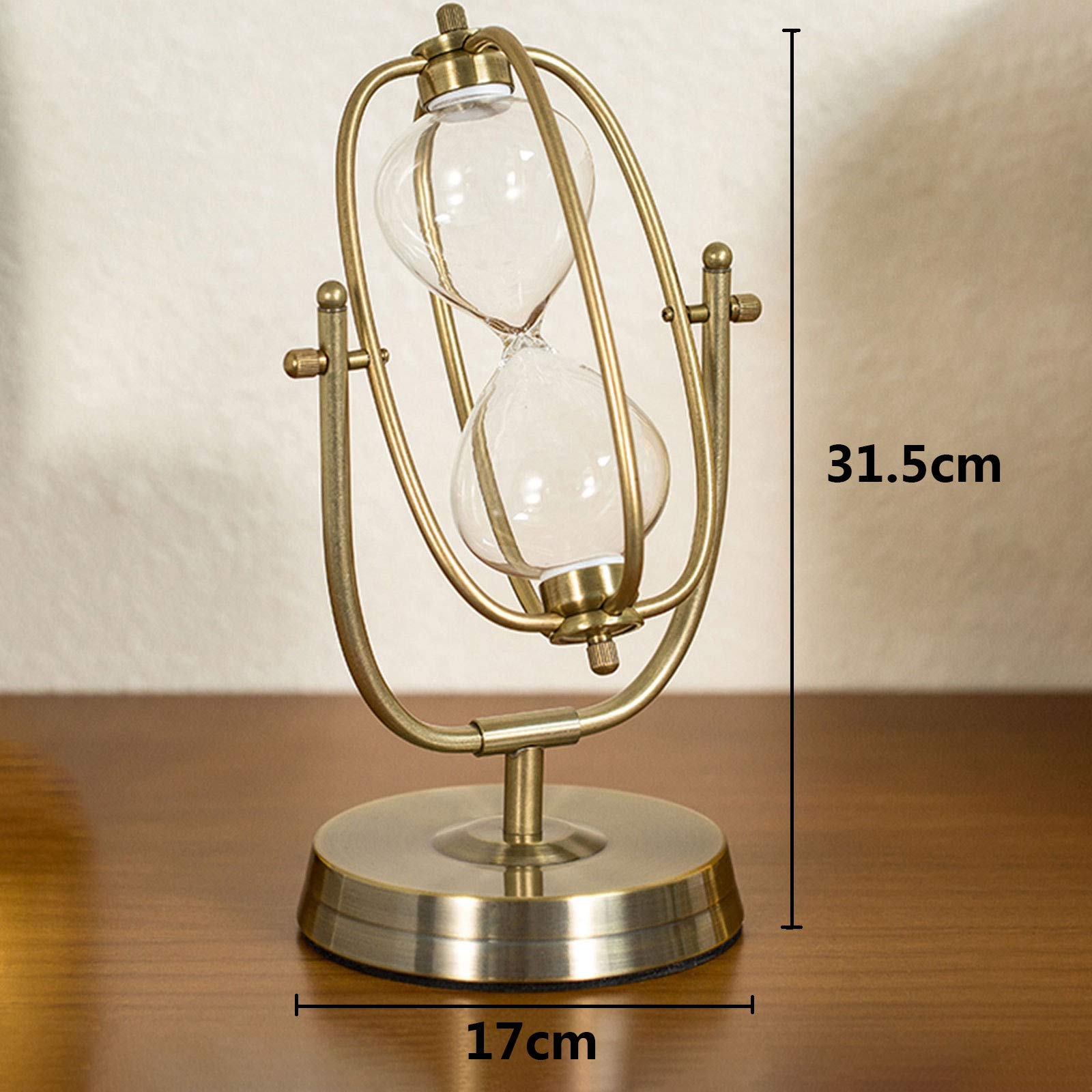 Temporizador de reloj de arena, decoración de reloj de arena, metal en tono latón, reloj de arena antiguo grande giratorio de 360 ​​°, juguete creativo, decoración del hogar for oficina, regalos (tama