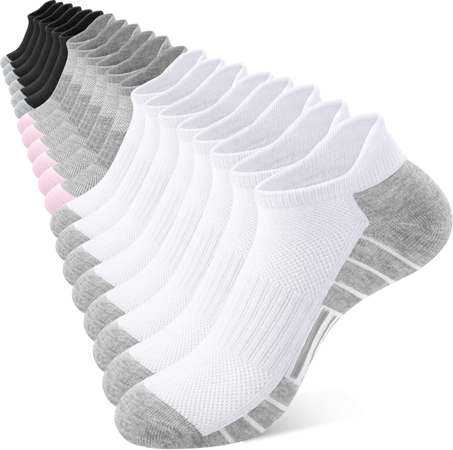 10 Pairs Ankle Socks for Women Lightweight Thin Low Cut Socks | Breathable Mesh Fabric, Heel Tab Design, Arch Surpport, Suitable for Casual Athletic, Colorful Choice, Fits for Size 5-10