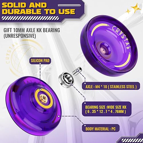 Miniatura 4 de Paquete de 2 Yoyos K2 Crystal, Yoyo de plástico de doble propósito para niños principiantes, yoyo profesional con herramienta de rodamiento de