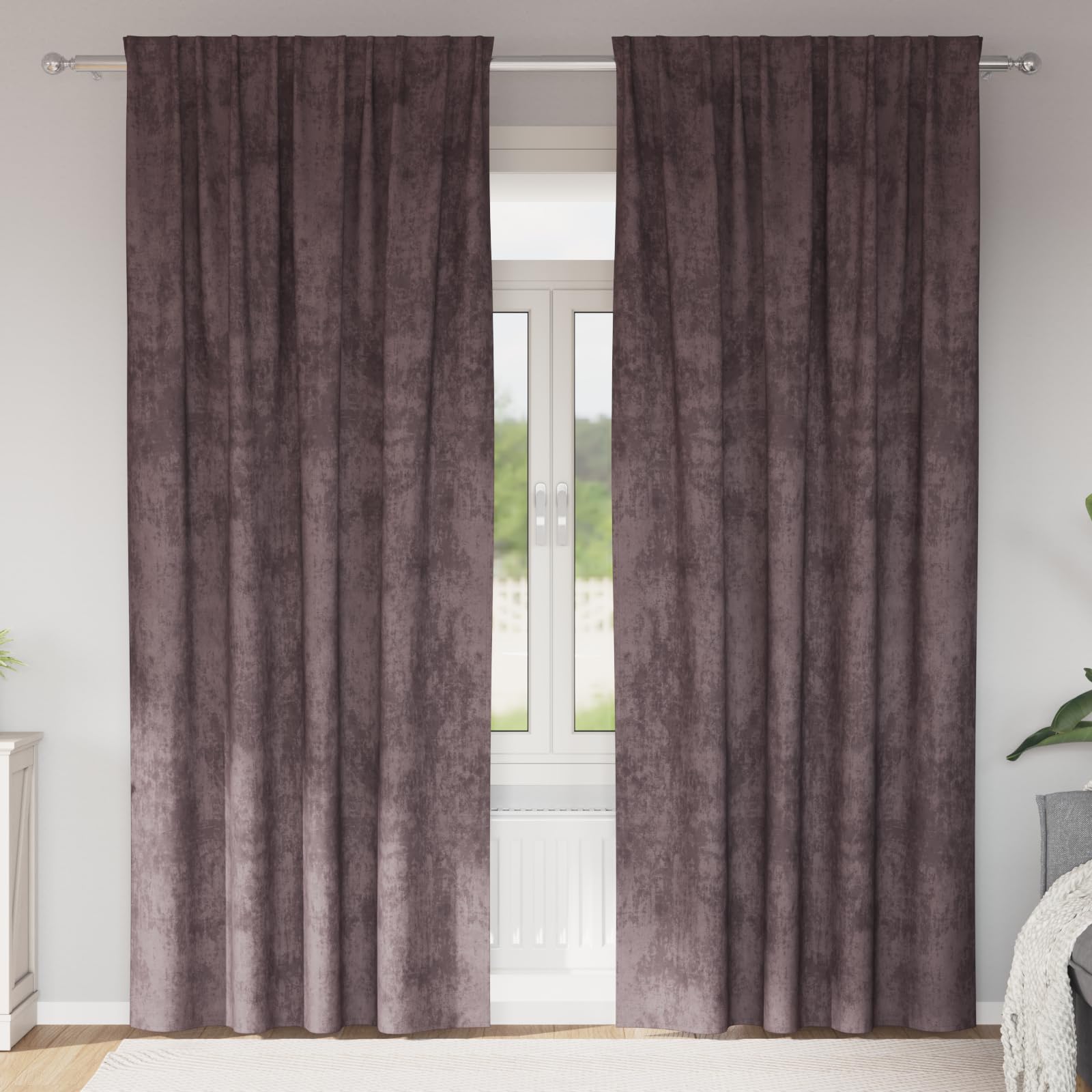 Rideaux en velours marron 260x140 cm lot de 2 pour salon