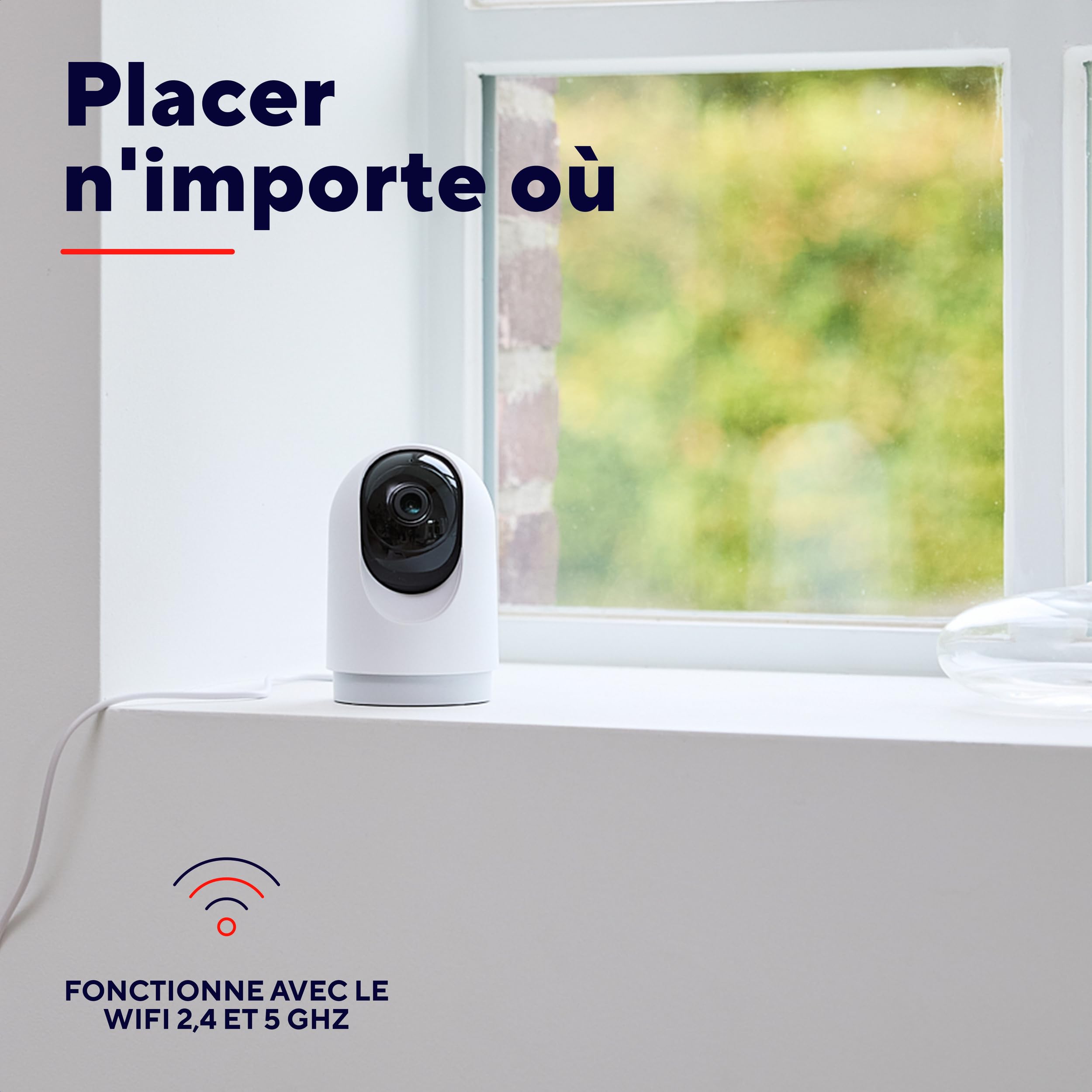 Trust IPCAM-2700 Camera de Surveillance 360° Intérieure avec Vision Nocturne, Sirène et Microphone Intégrés, Détection Humaine, Camera WiFi avec Application, Maison Connectée, Blanc