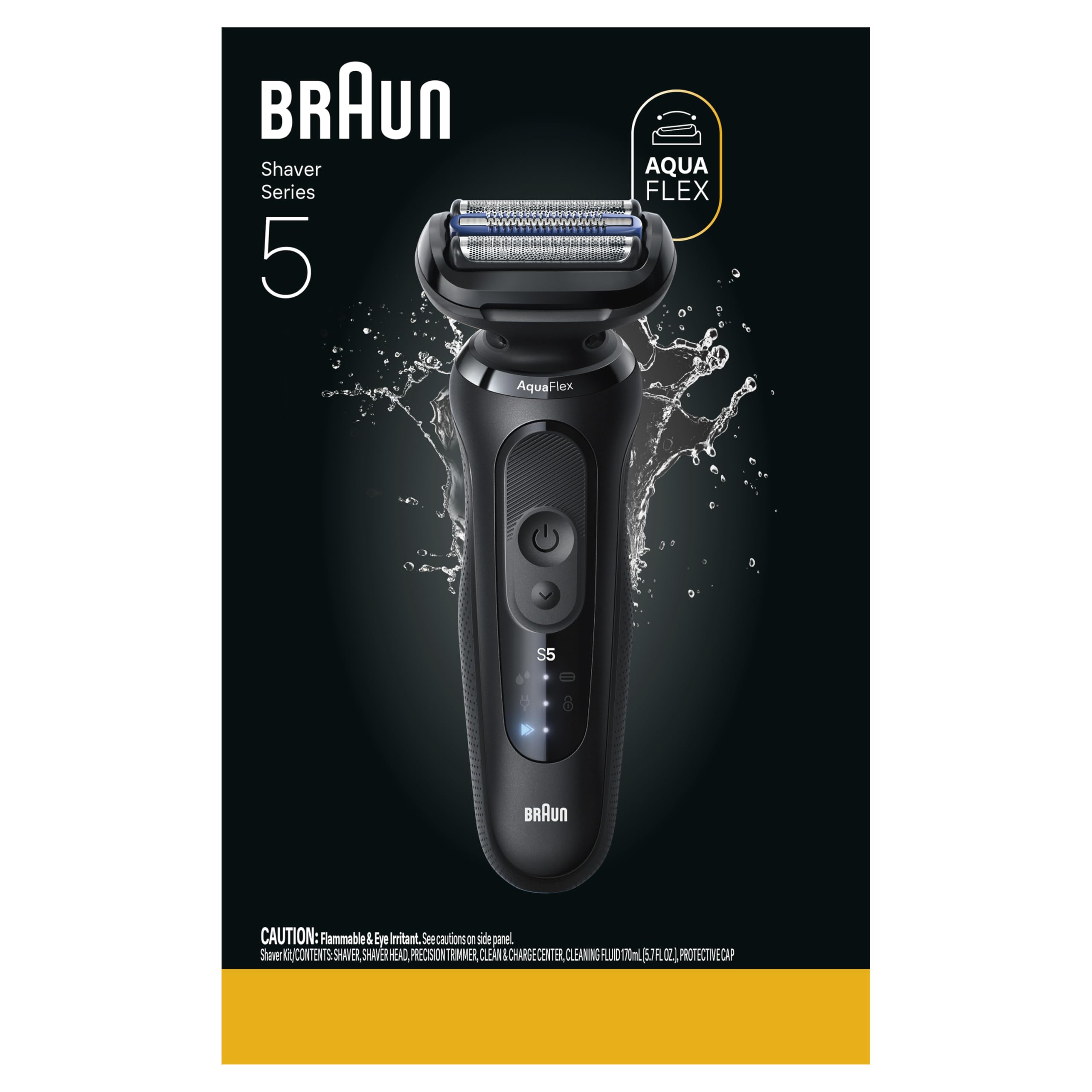 Braun Electric Razor for Men Series 5, Electric Shaver, Precision Trimmer, Extra Shaver Head, 4-in-1 Clean & Charge Center, S5 5165ps