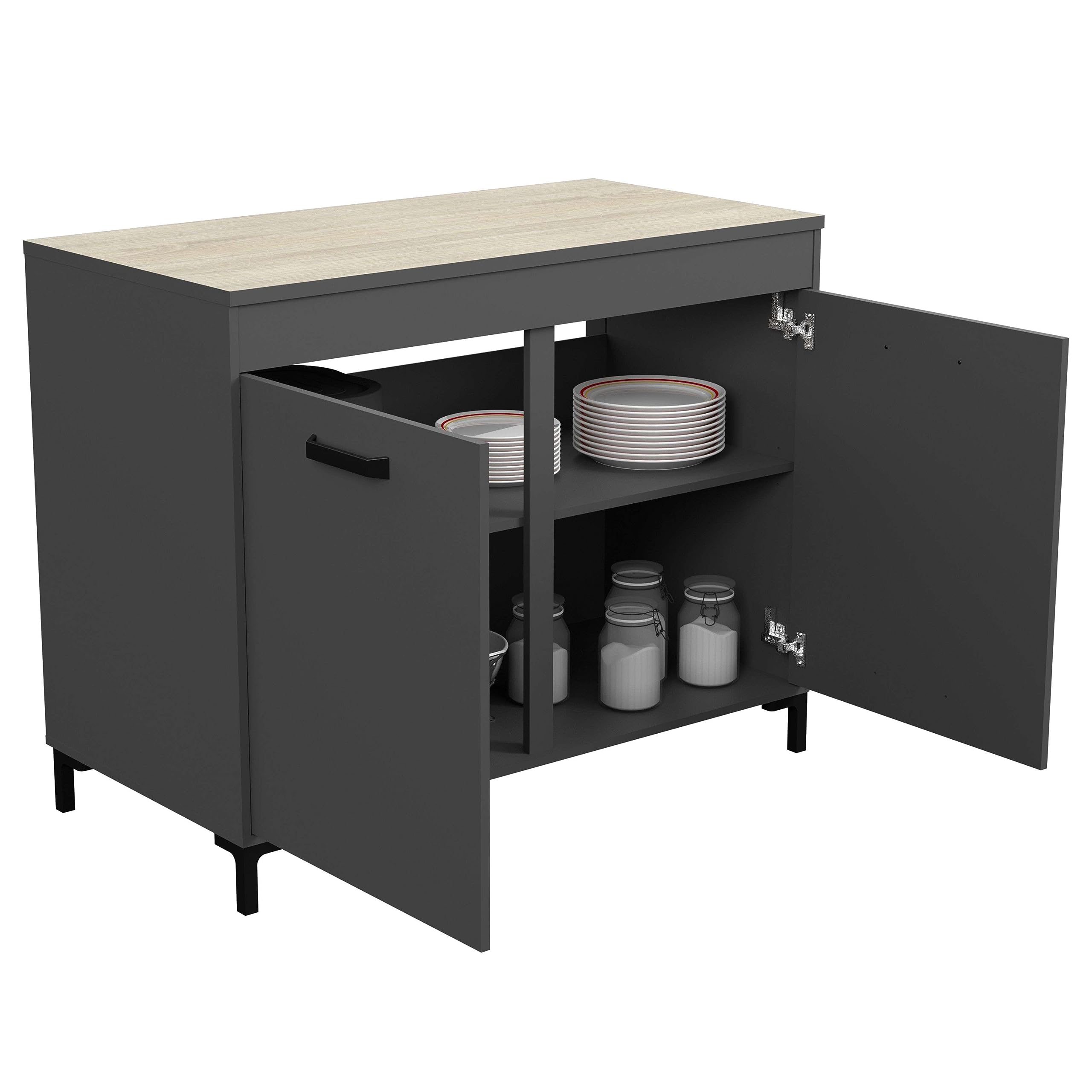 Miroytengo Módulo Inferior de Cocina Smoke Estilo Industrial en Color Gris y Roble con 2 Puertas 118 cm