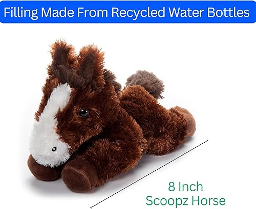 Miniatura 7 de The Petting Zoo Peluche de caballo de peluche, regalos para niños, animales de vida silvestre Scoopz, juguete de peluche de caballo marrón, 8