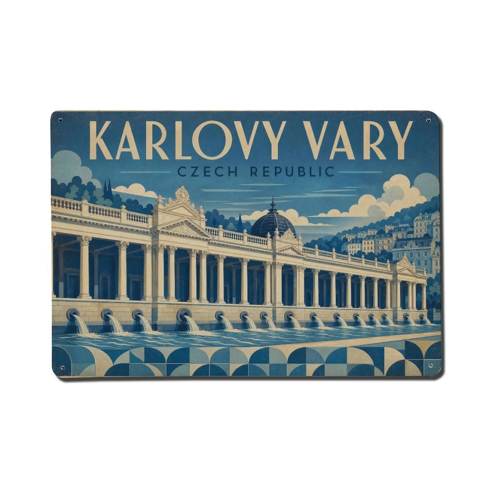 Travel Vintage Czech Republic Karlovy Vary Metal Tin Sign