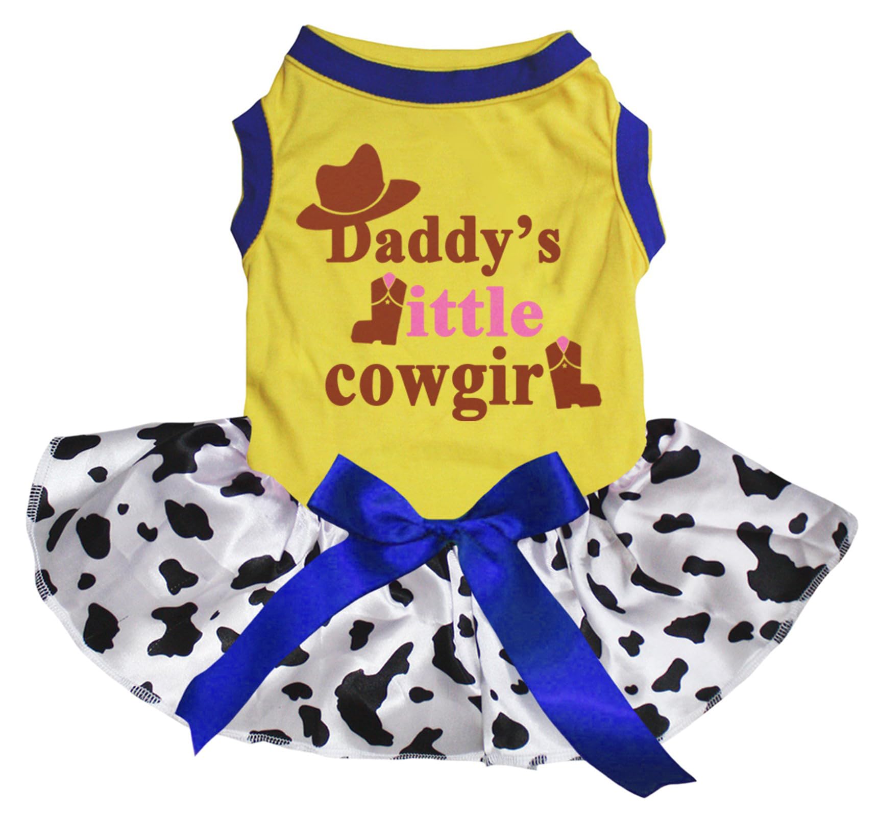 Bottes et chapeau pour chien jaune XS motif vache look Far West
