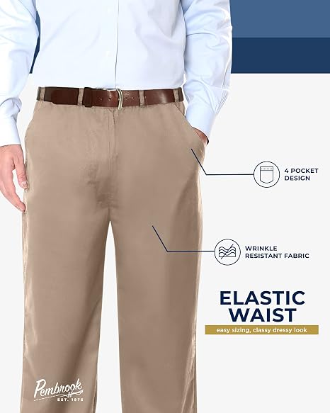 Elastic Waist Casual Pants Twill Pants 
