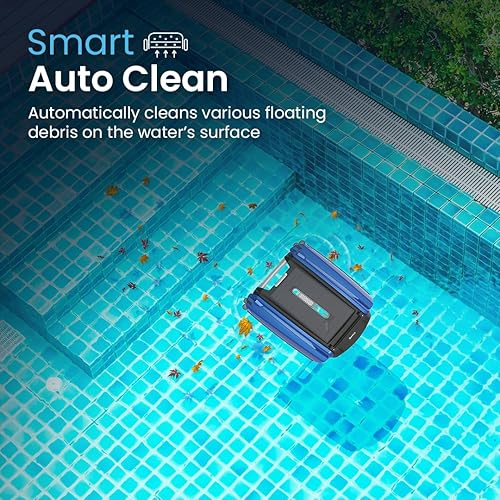 Miniatura 14 de Betta SE - Limpiador robótico automático de superficie de piscina con batería de limpieza continua 24/7 y motores tolerantes al cloro de sal doble