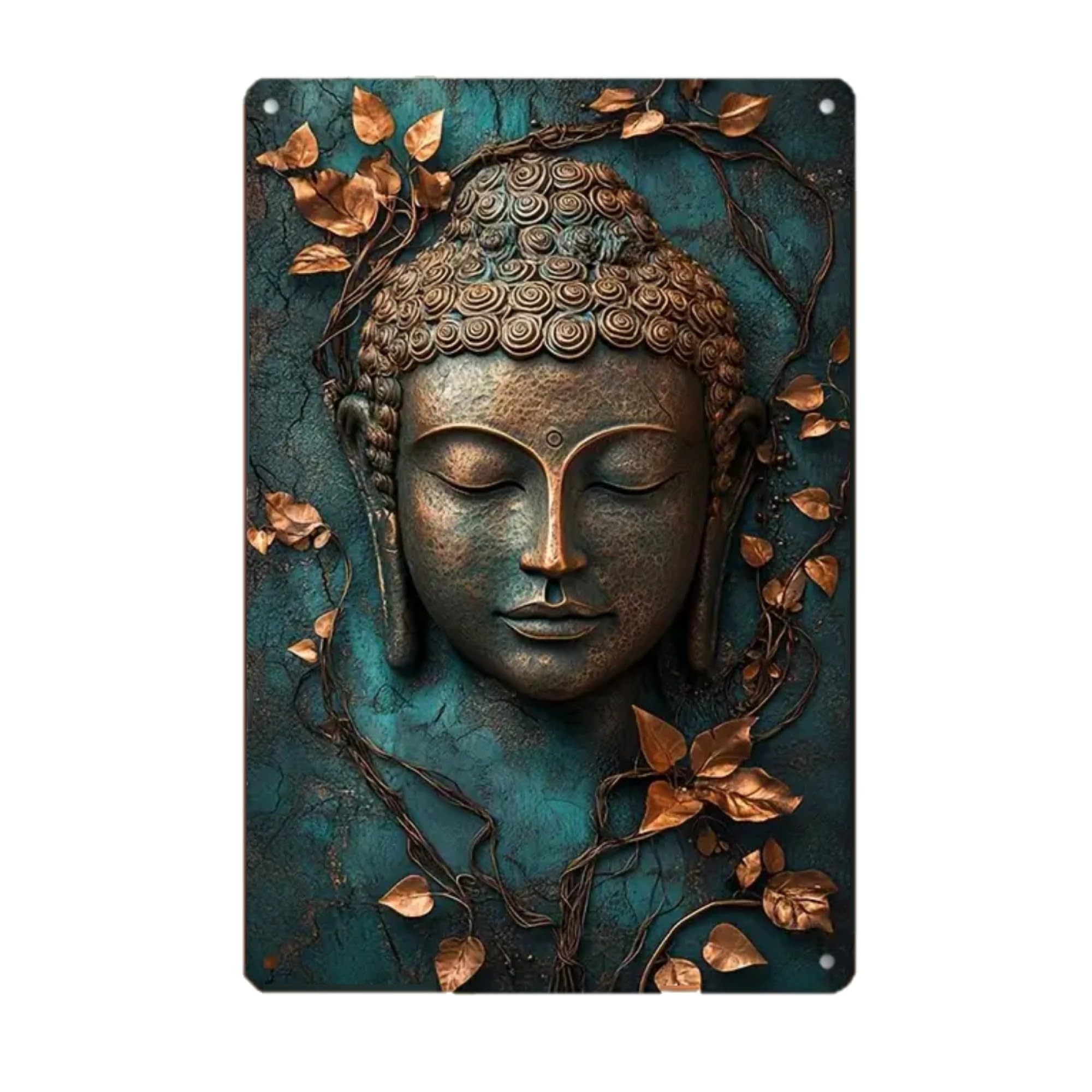 Serene Buddha Lotus Metal Tin Sign. Vintage Wall Art for Unique Indoor/Outdoor/Garden Plaque Decor