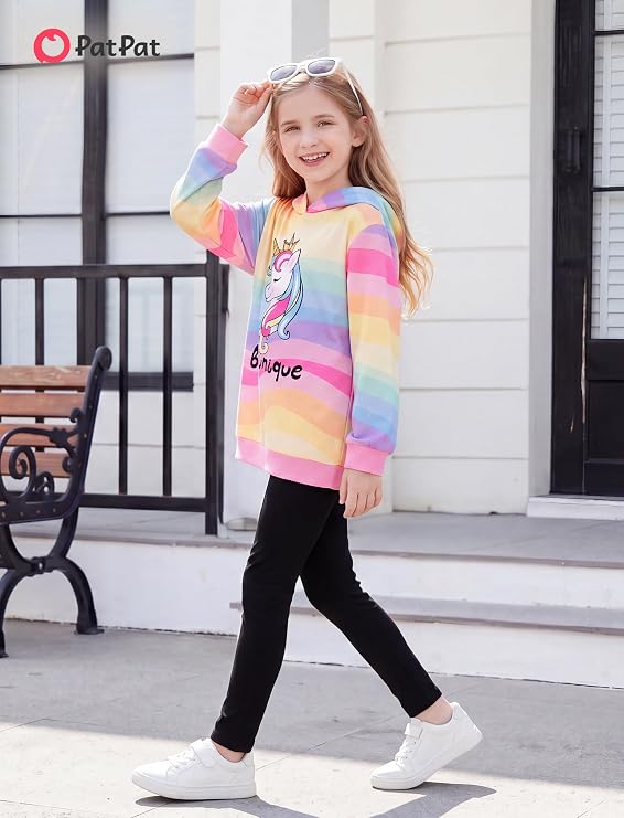 Patpat ガールズ フード付きスエットシャツレギンスセット 2ピース 秋服 4-12歳