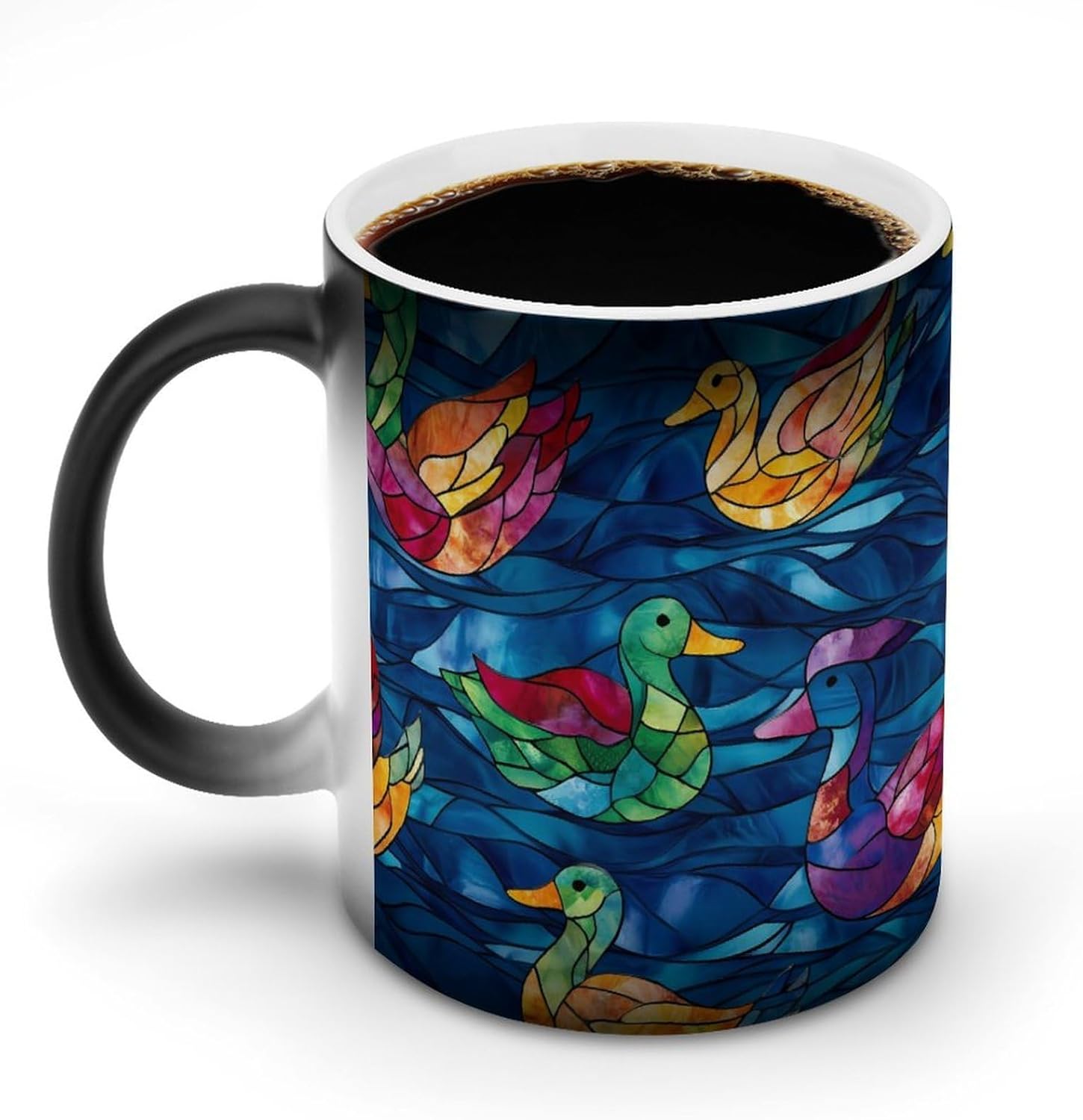 Colorful Glass Ducks Swimming Color Changing Mug Heated Ceramic Cup Heat Sensitive Coffee Mug Fun Gift