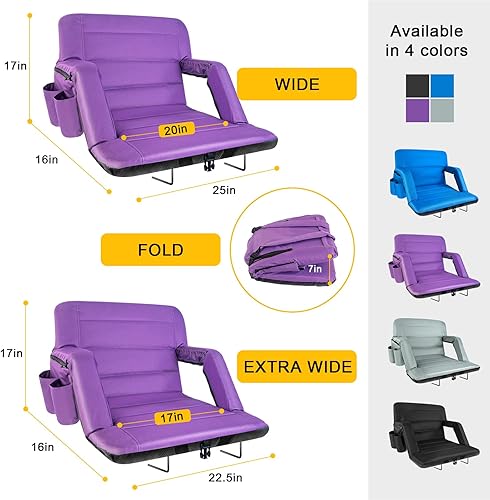Miniatura 3 de Asientos de Estadio con Soporte para la Espalda Paquete de 2 Anchos, Sillas Exclusivas para Gradas con Respaldo y Cojín Sillas Plegables para