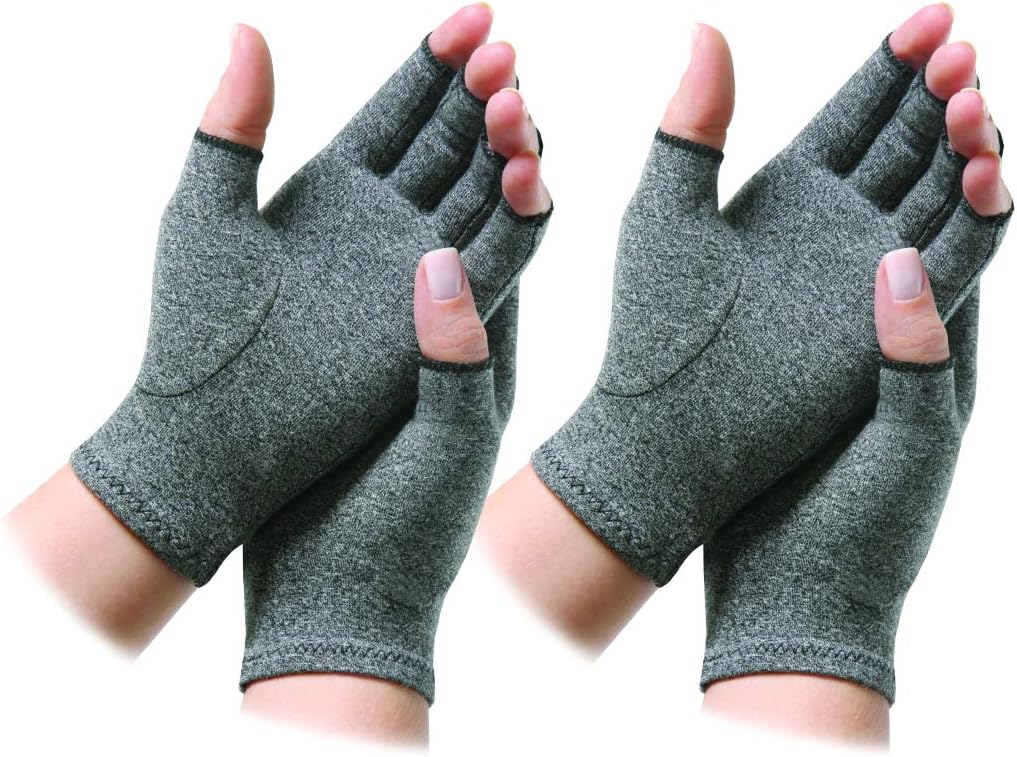 Sira Copper Compression Open Finger Hand Gloves Arthritis Swelling Pain Relief, Rheumatoid, Osteoarthritis, Tingling or Numbness, Muscles, Palm & Finger Joint Pain Relief, (L)
