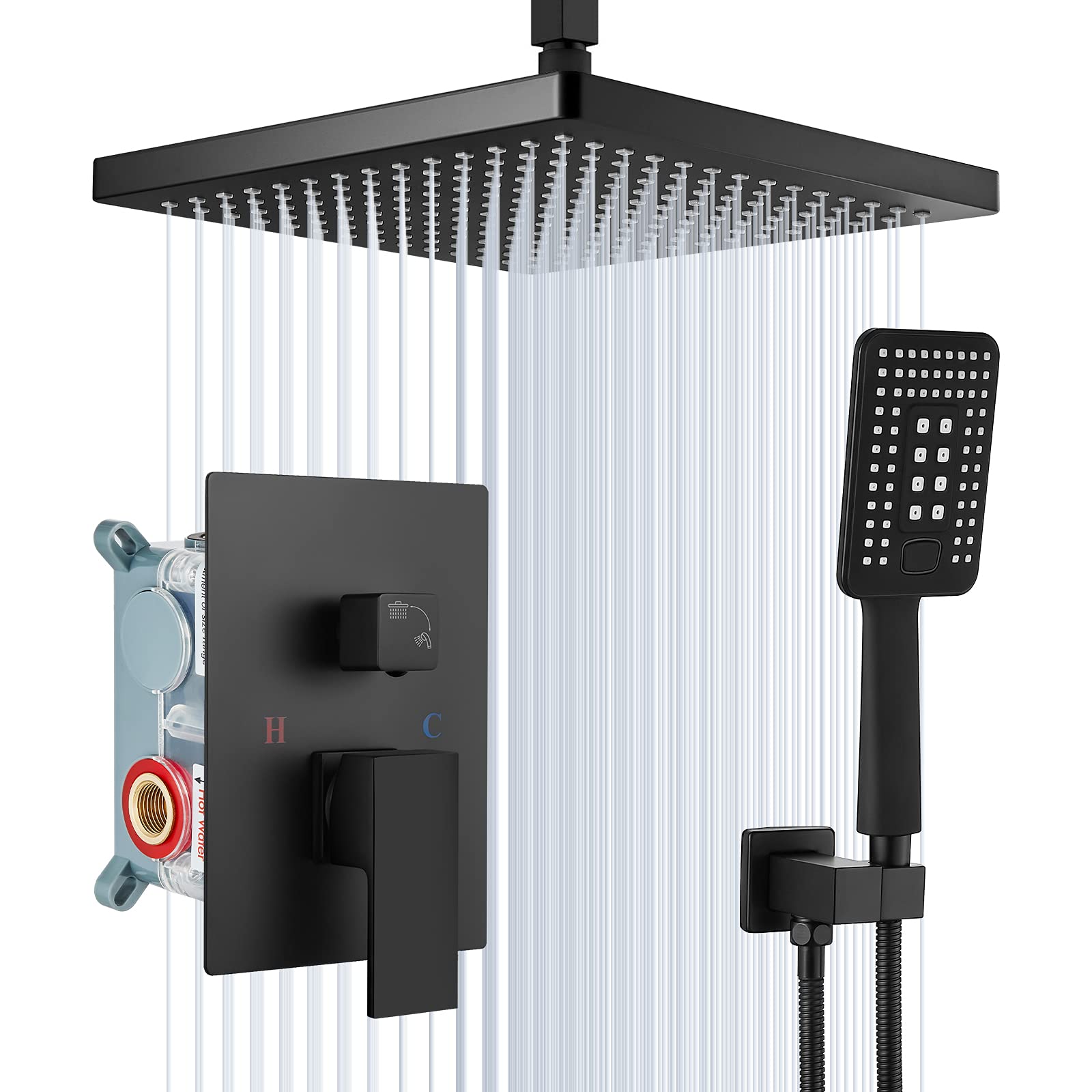 Buy Aolemi 12 Inch Matte Black Ceiling Shower System Rain ABS Shower