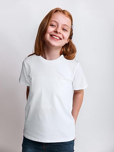 Miniatura 4 de Poroka Paquete de 5 camisetas de algodón de manga corta para niñas pequeñas de verano con cuello redondo