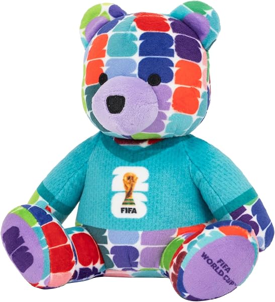 FIFA World Cup 26 6-Inch Colourful Football Bear Plush - Official 2026 World Cup Collectible with FIFA Trophy Logo Tee - Ages 3+ - 5