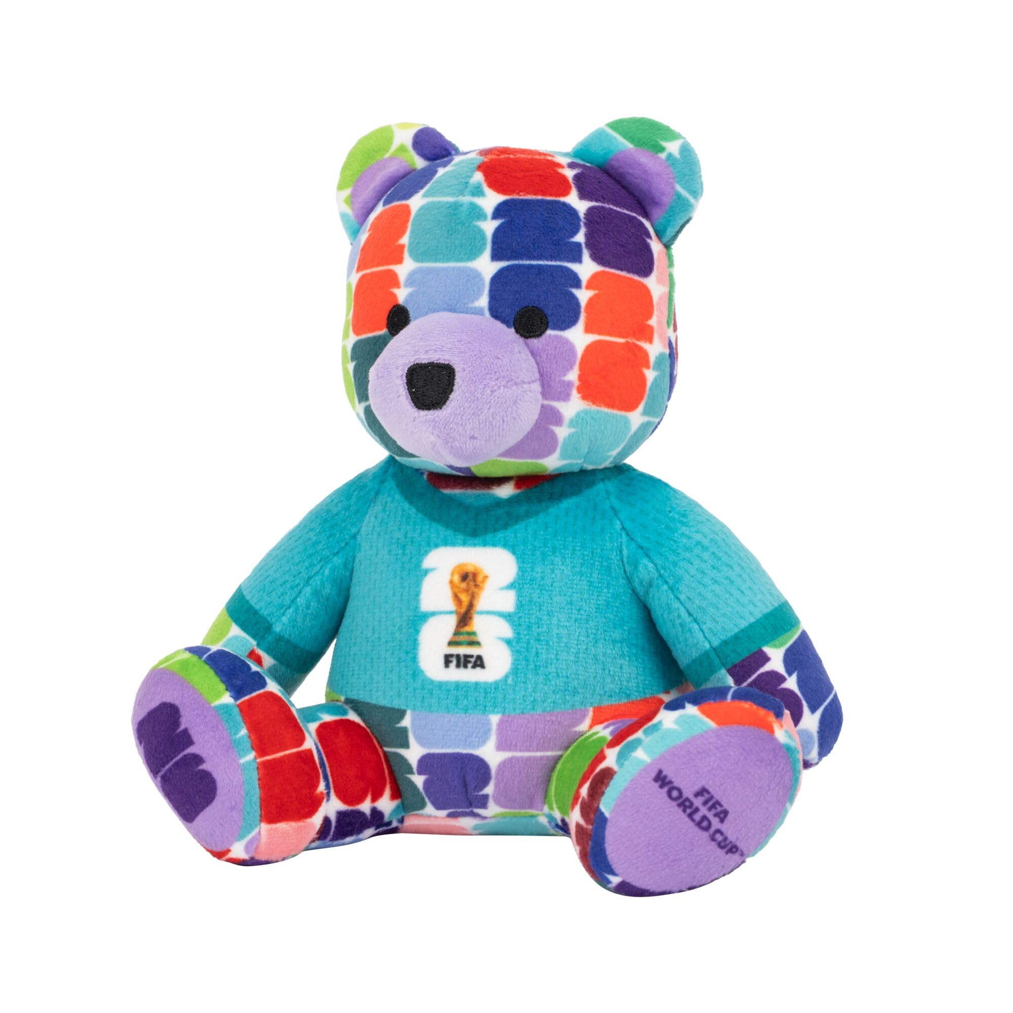 FIFA World Cup 26 6-Inch Colourful Football Bear Plush - Official 2026 World Cup Collectible with FIFA Trophy Logo Tee - Ages 3+ - 5