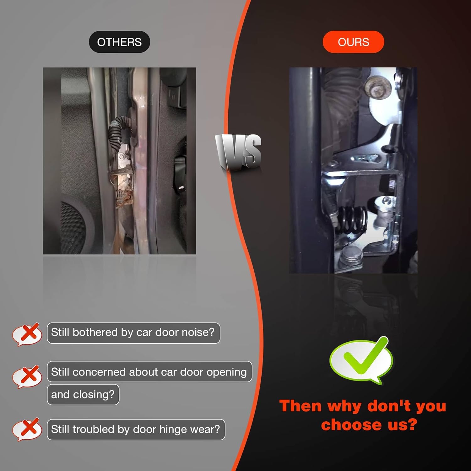 Lower Door Hinge Front Kit Left Driver Side and Right- Compatible with 2007-2014 Chevy Silverado Suburban Tahoe Avalanche GMC Sierra Yukon Cadillac Escalade- Replaces# 20969645,20969646