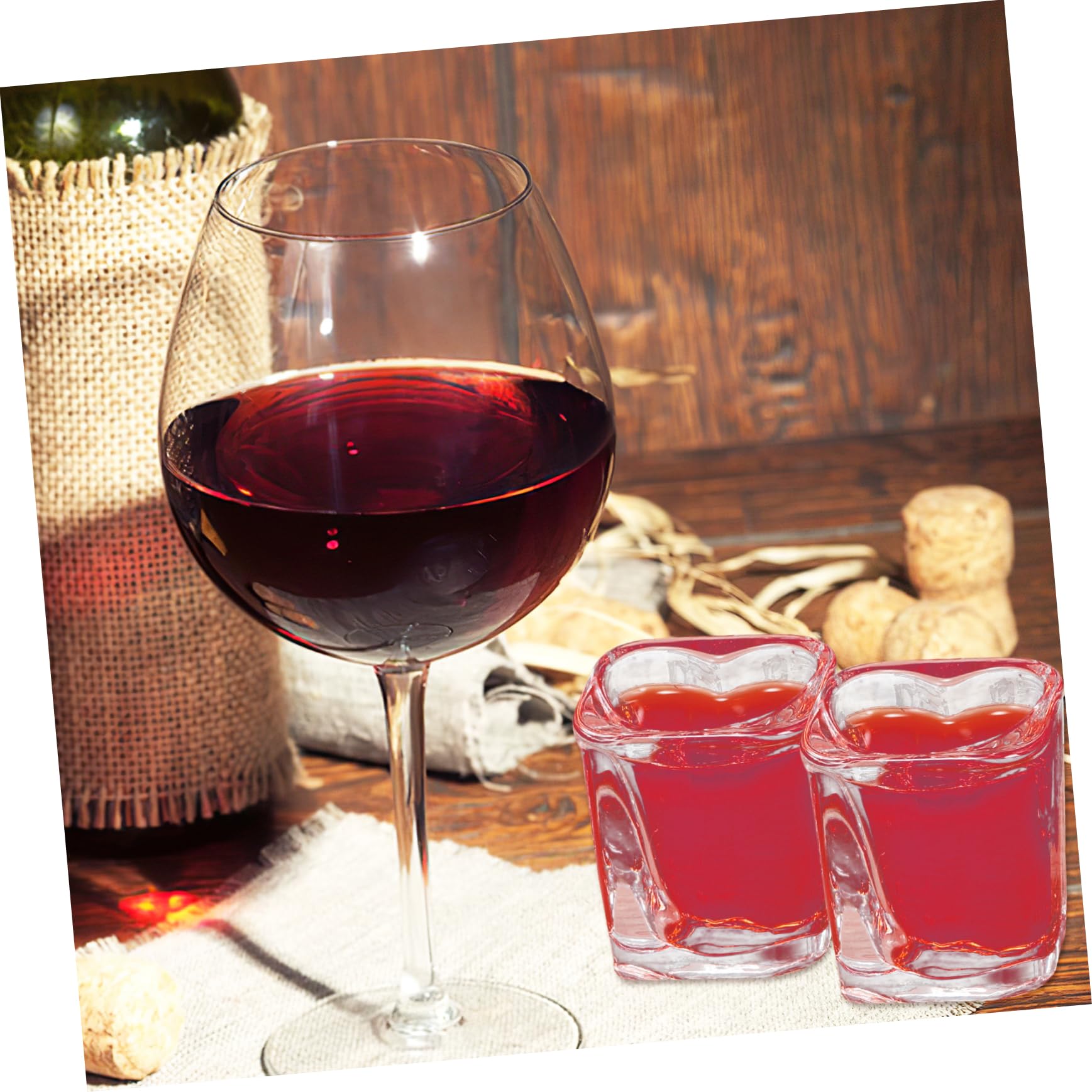 Lot de 6 Verres à Shot en Verre de Cœur Base Carrée Stable de 45 Ml, pour Noël et Réunions Entre Amis