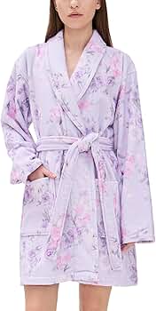 LOVESHACKFANCY Women's Indie Robe, Hibiscus, Floral, Purple
