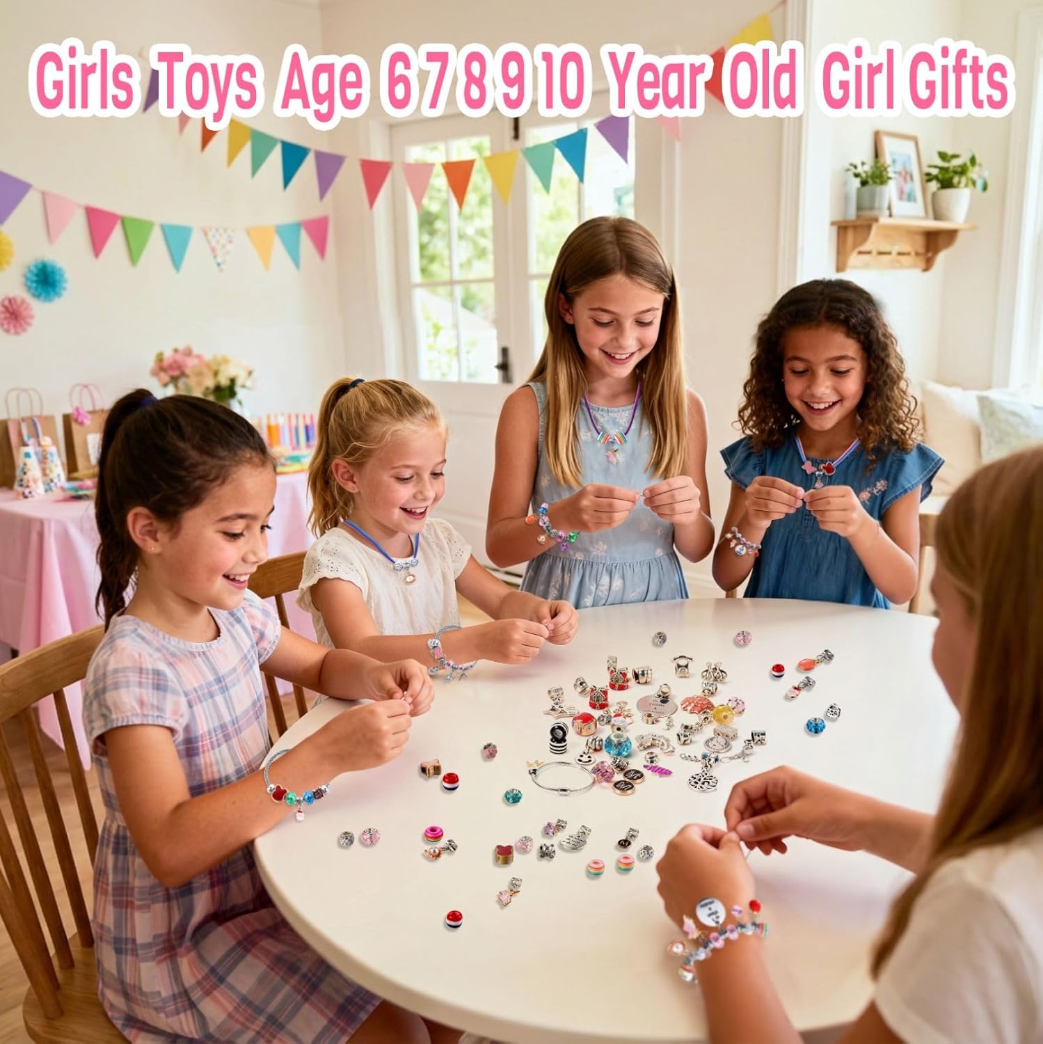 COO&KOO Girls Charm Bracelet Making Kit: Girls Toys Age 6-8, Gifts for 6 7 8 9 10 Year Old Girl Birthday Gift, Unicorn Jewelry Making Kit Crafts for Girl 8-12, Arts and Crafts for Kids Ages 8-12