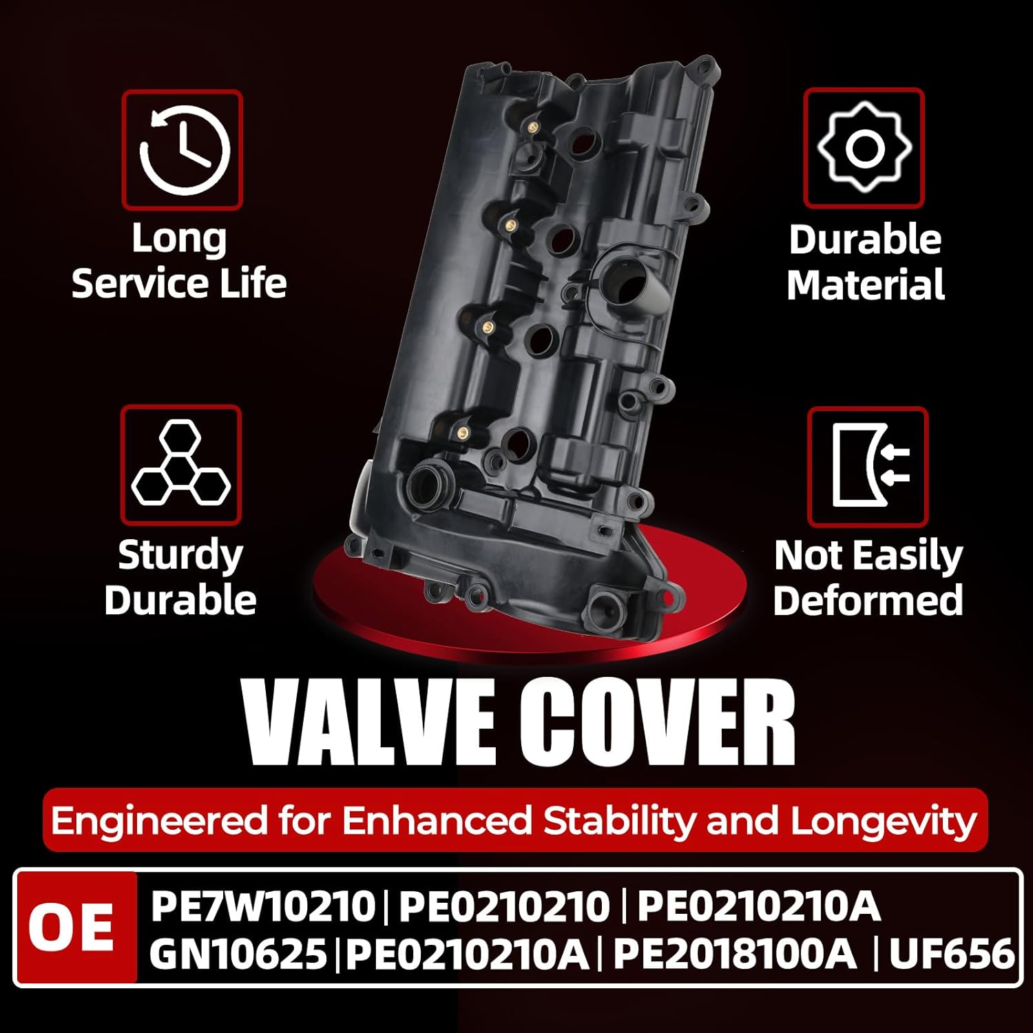 MITZONE Aluminum Valve Cover Compatible with Mazda 3 CX3 CX5 2.0L L4 2013-2022 Replace PE7W10210 PE0210210 PE0210210A
