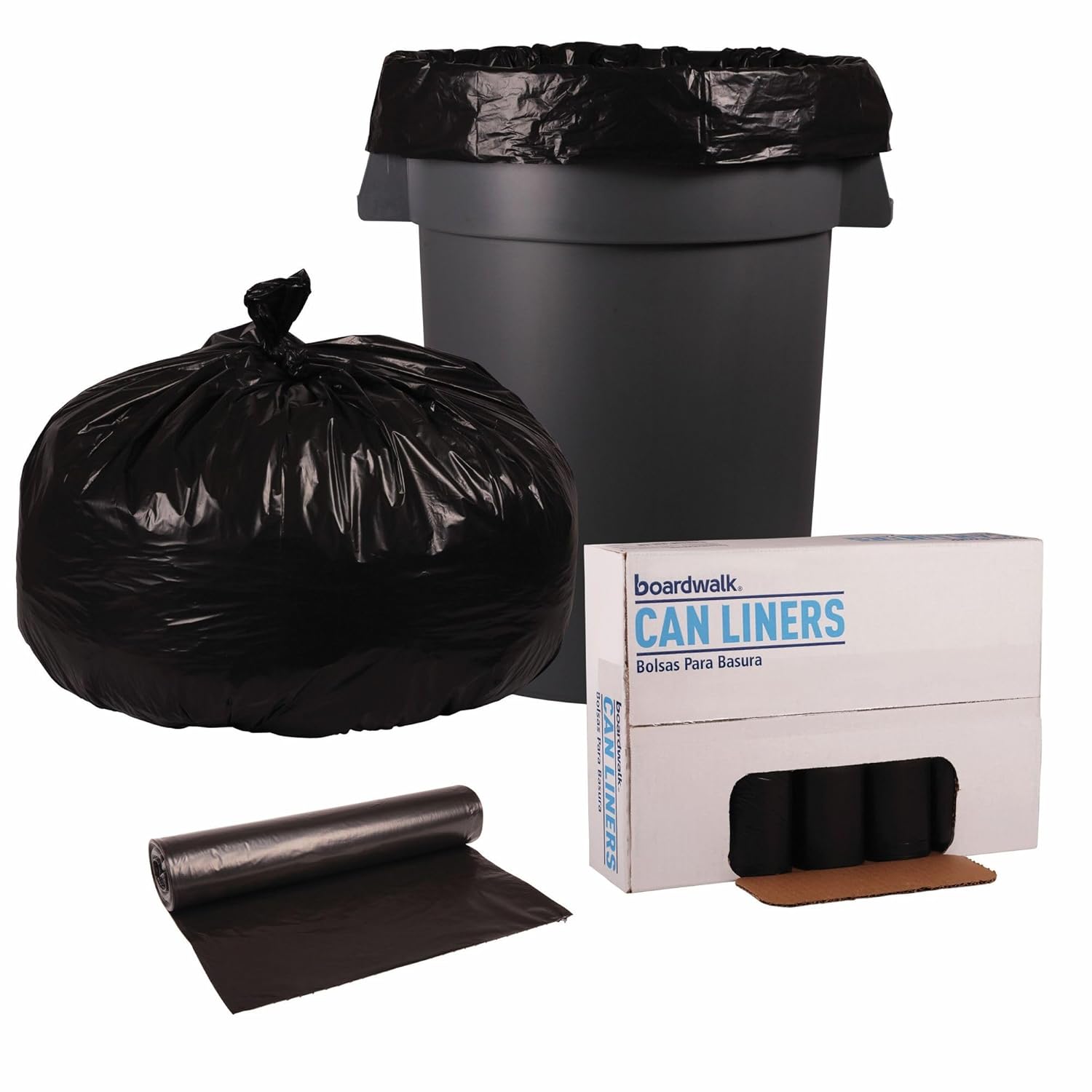 Boardwalk 518 SH-Grade Repro Can Liners, 43x47, 56gal, 1.2mil, Black, 10 Bags per Roll (Case of 10 Rolls)