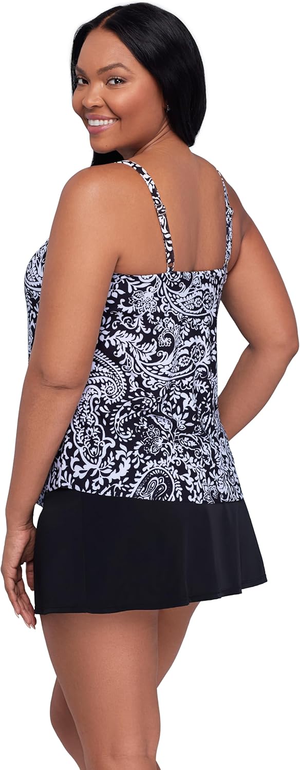 Women's Adjustable Hank Swim Tankini Top with Built-in Bra Support