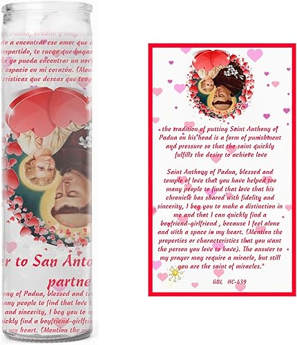 Vela bilingüe Tengo a San Antonio De Cabezas Veladora para Obtener Amor San Antonio de Padua para obtener alma gemela