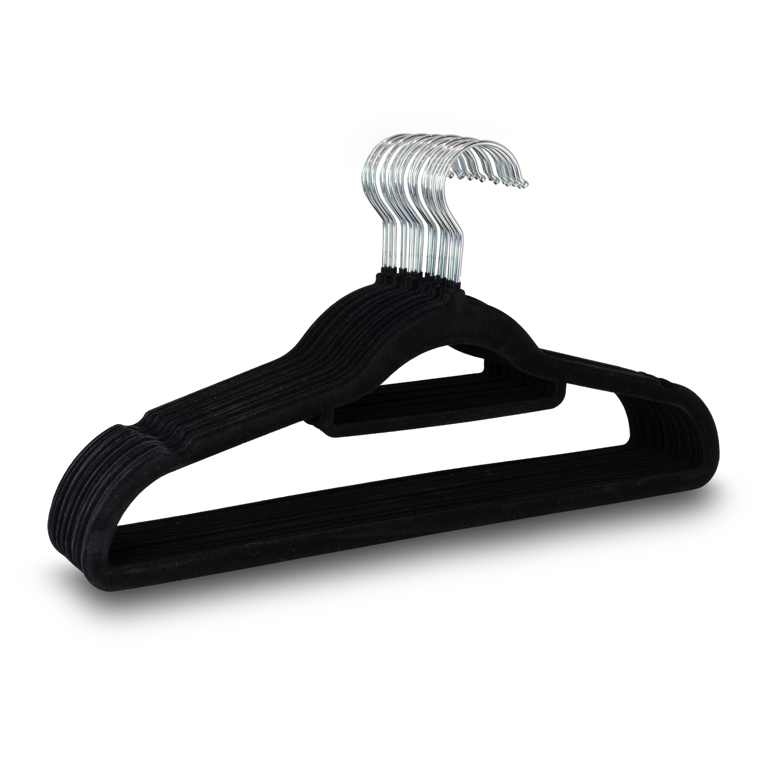 UTTAM Velvet Hangers 20 Pack - Thin Non-Slip Clothes Coat hangers with Tie Bar and 360 Degree Hook for Home Storage Durable, Sturdy for Suits, Jackets (Black, 20 Pack)