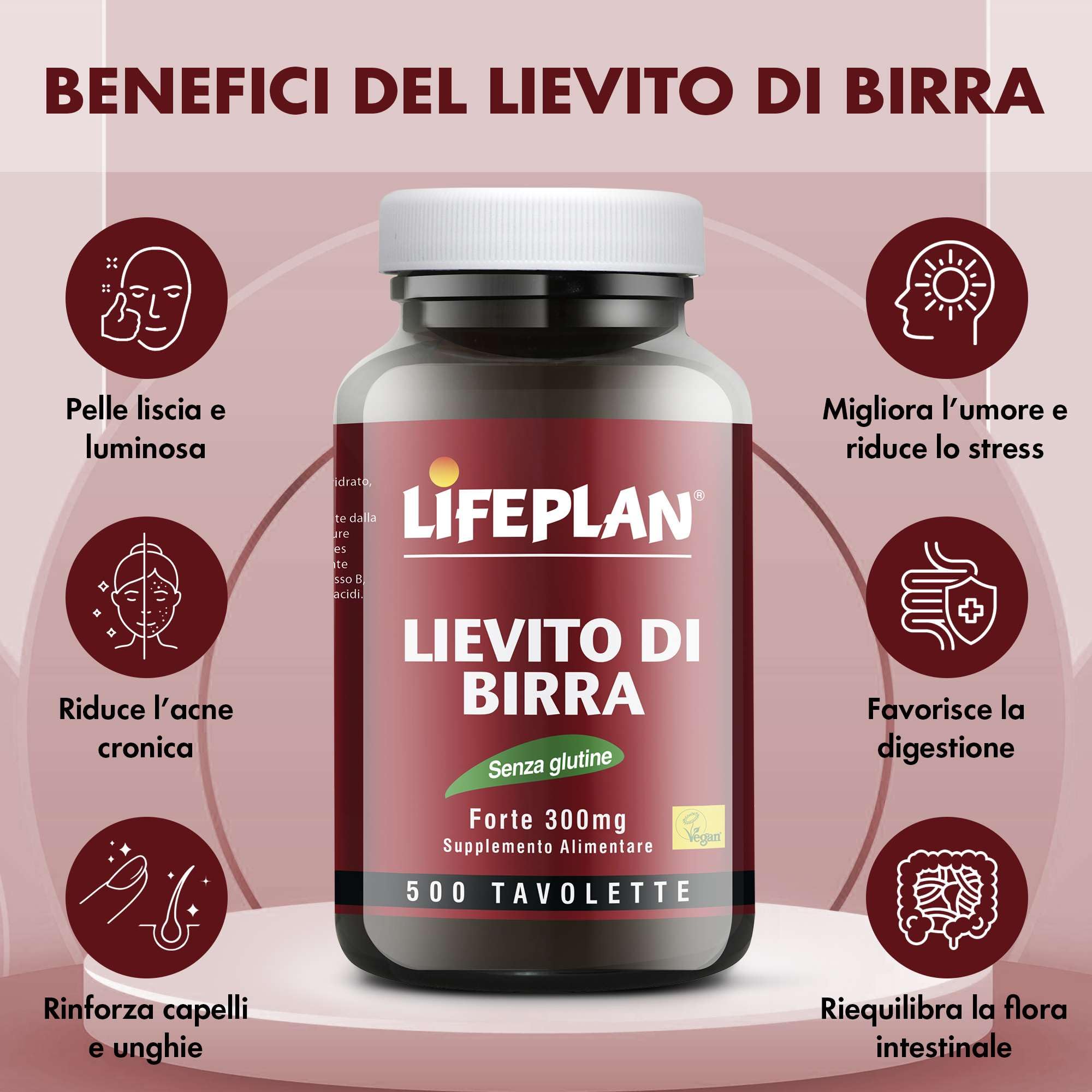 Lievito di Birra Compresse, Integratore Unghie Pelle e Capelli con Niacina, Tiamina e Riboflavina. Supporto Energetico E Metabolico. Integratore Pelle Lievito di Birra Senza Glutine (500 Tavolette)