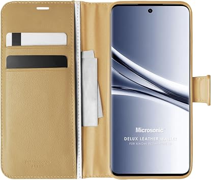 Microsonic Xiaomi Redmi Note 15 i in K l f Delux Leather Wallet Gold [Redmi Note 15 ile Uyumlu K l f - Gold]
