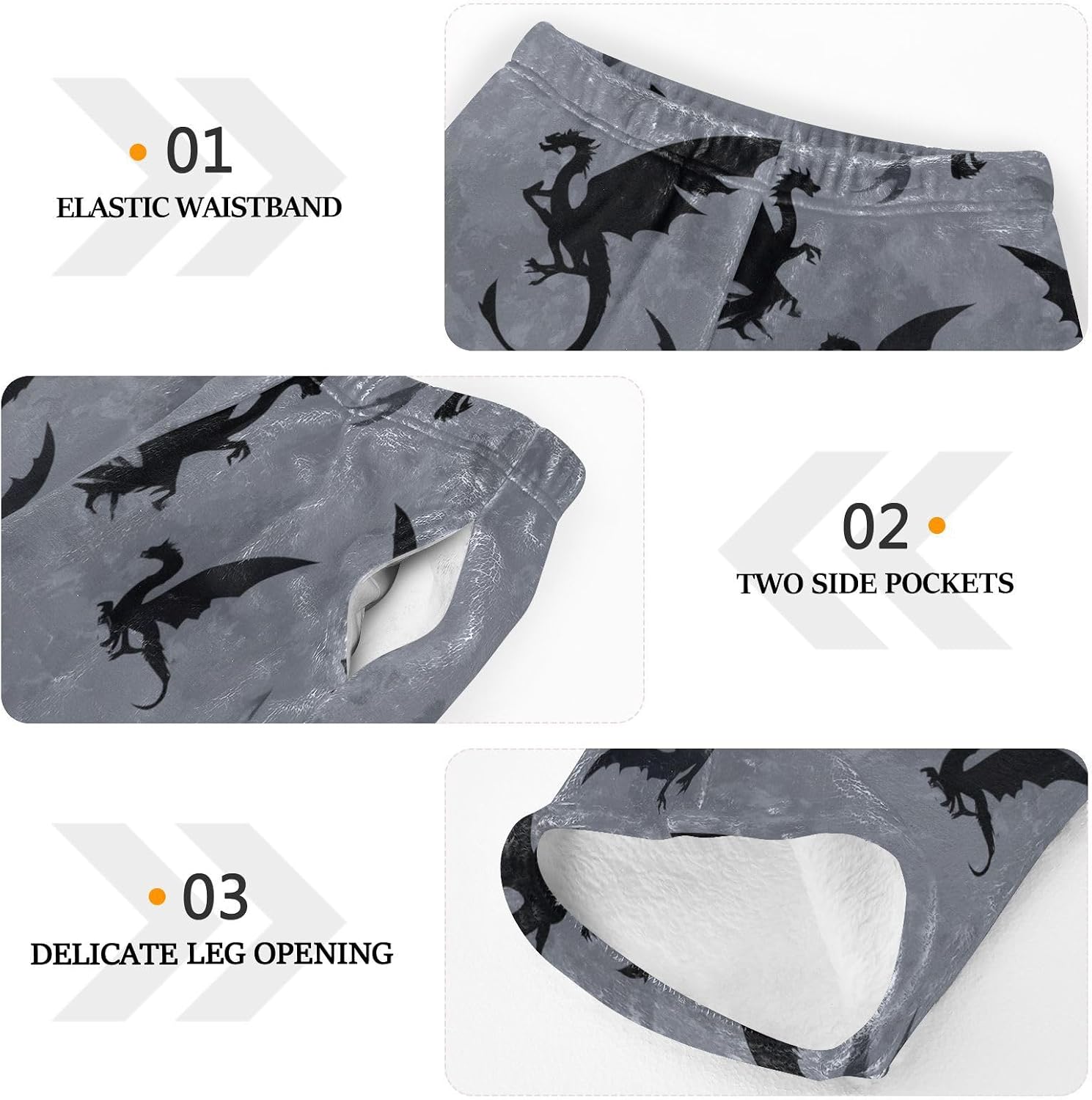 Dragons Wyverns Pattern Boys Pants for Kids Fleece Bottoms Long Jogger Pants Trousers with Pockets Size 6-14Y