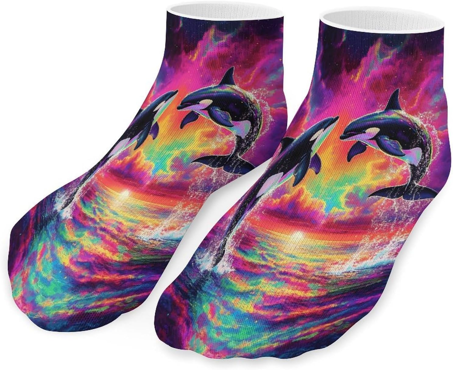 Orca Killer Whale 5 Pairs Low Cut Ankle Socks Casual Liner Sock No Show Invisible Socks for Men Women