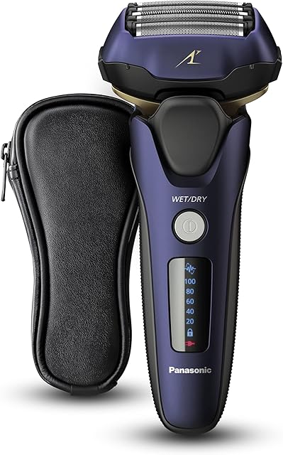 Panasonic ES-LV67 5-Blade Wet & Dry Electric Shaver For Men, Rechargeable, Responsive Beard Sensor, Multi-Flex 16D Head(Navy and Black)