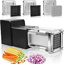 Potato Chipper Electric, Sopito Potato Chip Cutter Stainless Steel, Professional Electric French Fry Cutter with 3 Blades, Great for Potatoes, Carrots, Cucumbers, Onions