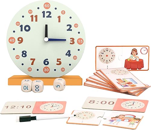 Juego de juguetes de madera para aprender, 29 piezas, relojes de aprendizaje para niños, relojes y ayuda de enseñanza de tiempo para bolígrafo